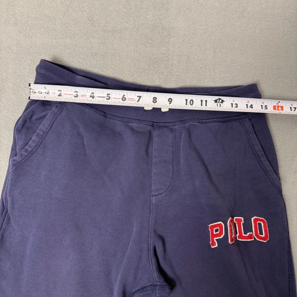 Polo Ralph Lauren Boys XL 18-20 Navy Blue Fleece Jogger Sweatpants Red Logo - Picture 6 of 10